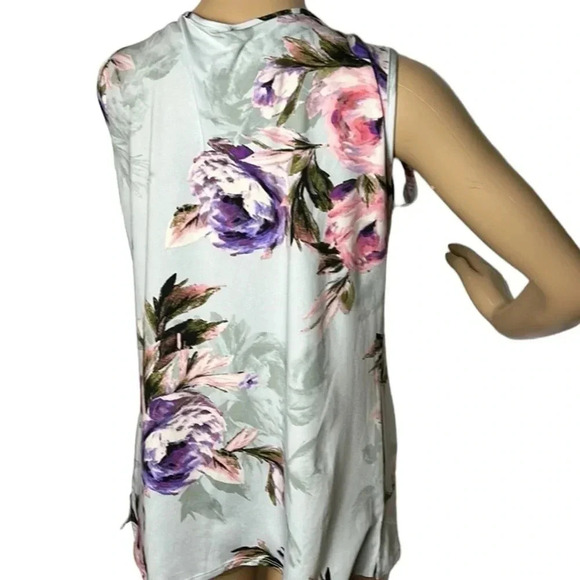 Y2K vintage, NWT, Blouse, women,Green,floral sleeveless,tie wrap,bow,V-neck,🇨🇦. - Picture 6 of 12